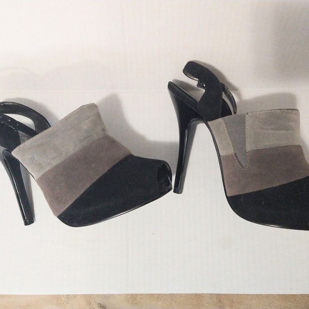 Women's Suede patent peep toe siletto shoes